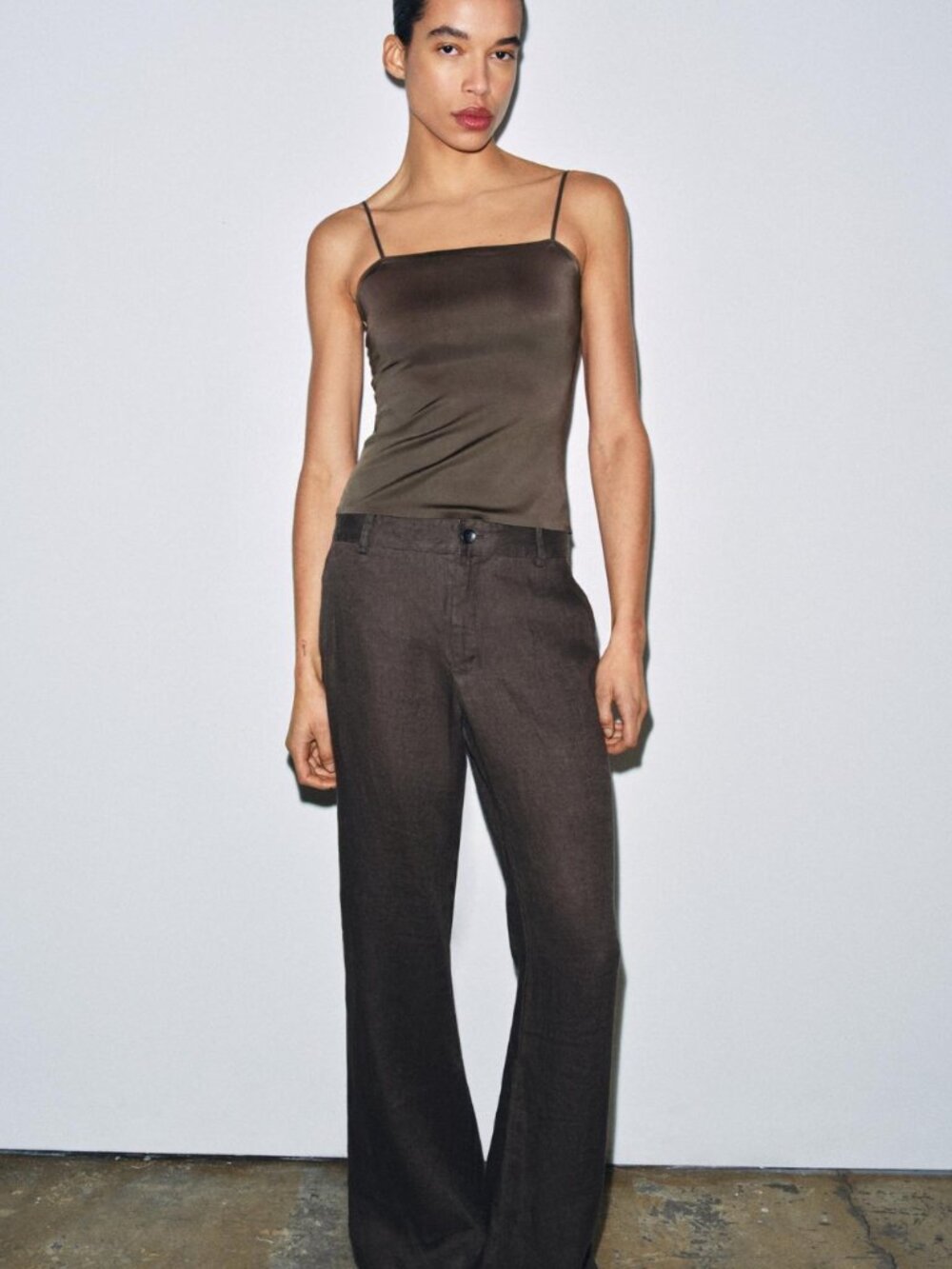 Zara Color-Block Strap Top NWT Brown & Mauve Size M